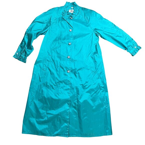 Vintage Totes Rain Jacket Trench Coat Women's‎ Size 16 Ruffle Collar Nylon FLAW - Picture 1 of 14